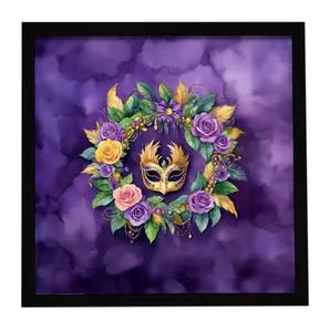 Wreath Mardi Gras Framed Metal Print