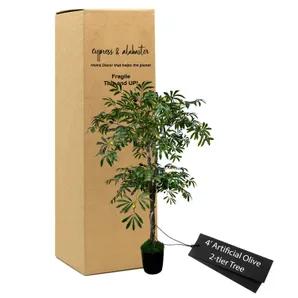4' Artificial Olive 2-Tier Tree In Home Basics Plastic Pot