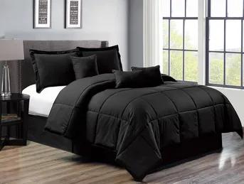 7-Piece Black Down Alternative Soft Comforter Bedding Set