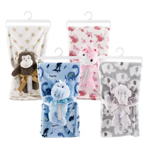 Set of 4 - Baby Blanket Set With Plush