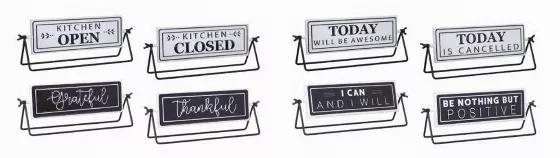 Reversable Sign with Stand (Set of 4) 12.75"L x 4.75"H Iron