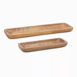 Tray (Set of 2) 18.25"L x 7"W, 27"L x 8.25"W Mango Wood