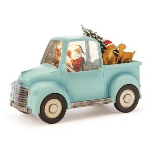 LED Snow Globe Truck with Santa and Dogs 