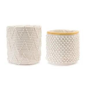 White Woven Cotton Basket 