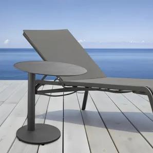 20" Gray Oval Aluminum Outdoor Side Table