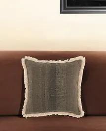 Textured Cotton Charcoal Accent Throw Pillow
