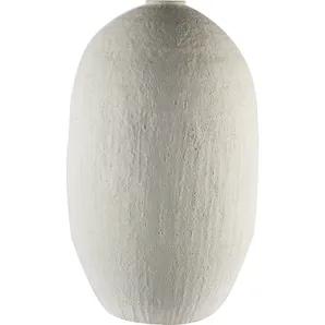 32" Narrow White Textured Ceramic Vase