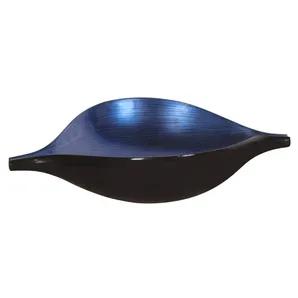 Sleek Blue and Black Lacquer Centerpiece Eye Bowl