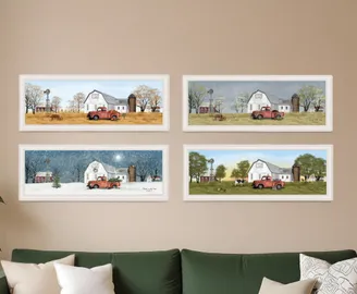 Set Of Four Billy Jacobs Four Seasons Collection VII 1 White Framed Print Wall Art