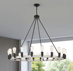 Black And Gray Candle Style Multi Light Metal Dimmable Chandelier