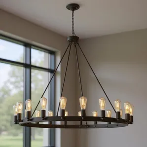 Bronze Candle Style Multi Light Metal Dimmable Chandelier