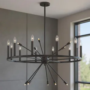 Black Candle Style Multi Light Metal Dimmable Chandelier