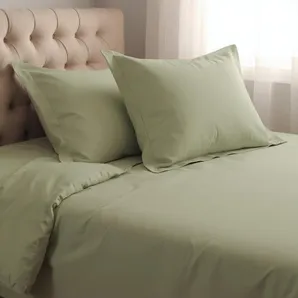 Sage King Cotton Washable Duvet Cover Set With Two Shams