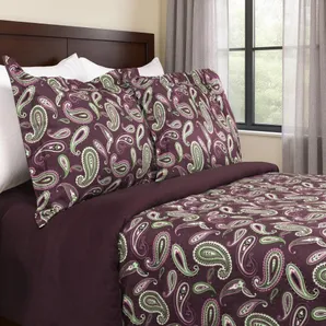 Green Pink And Purple King Flannel Washable Duvet Cover Set With Two Shams