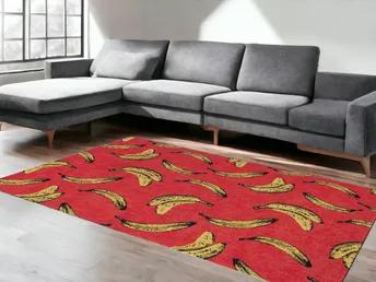 9' X 13' Red and Yellow Abstract Non Skid Area Rug