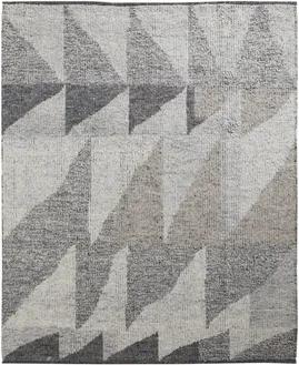 9' X 13' Gray and Ivory Wool Geometric Hand Knotted Area Rug