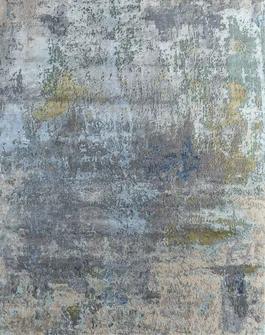 8' X 10' Blue Abstract Hand Knotted Area Rug