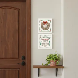 Set Of Two Gingerbread Wreath White Framed Wall Art