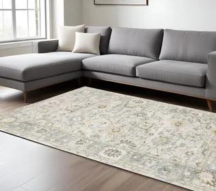 10' X 14' Ivory And Blue Oriental Hand Tufted Area Rug