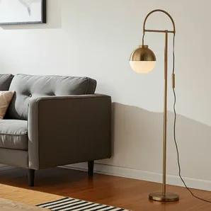 69" Bronze Steel Arc Floor Lamp With White Frosted Glass Globe Shade
