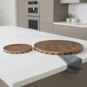 Light Round Wood Handmade Serving Trays