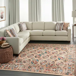 8' X 11' Orange And Red Tribal Washable Area Rug With UV Protection