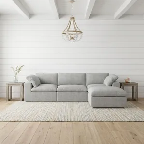 118" Light Gray Linen Blend Modular Sofa With Ottoman And Storage