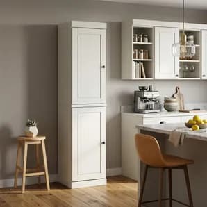 72" Off White Solid Wood Two Door Pantry Or Storage Closet