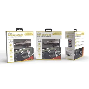 Ciao Tech 12V USB-A 18W 4-Port Car Charger with Voltage LED Display - 3 USB-A, 1 USB-C, 3.0A Quick Charge