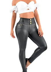 Siluet PEC Leather Look Shapewear Dressy Pants