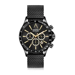 "ROSEAU" MENS MESH BAND CHRONOGRAPH WATCH