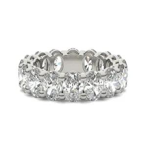 5 5/8 CTW Oval Lab Grown Diamond Couture Classic Eternity Ring 14K White Gold (G-VS)