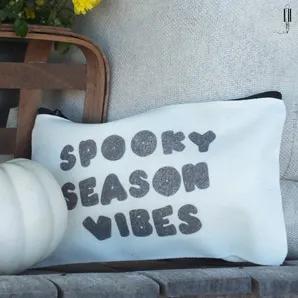 Distressed Hand Lettered Spooky Season Vibes Zipper Pouch