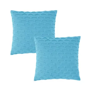 Soft Mint Scalloped Wave Pillowcase Elegant Textu Cushion Covers for Modern Home Dcor