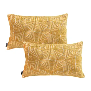 Mustard Geometric Lumbar Pillowcase for Home Decor