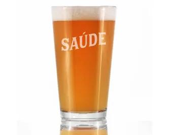 Cheers Portuguese Saude Pint Glass for Beer - Brazil Gifts