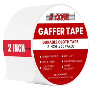 Gaffers Tape 2 Inch 30 Yards Professional White Pro Gaff Tape Non Reflective Water Resistant