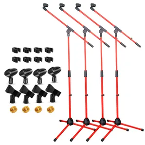 Tripod Mic Stand 4Pcs Adjustable Holder Floor Microphone Boom Arm