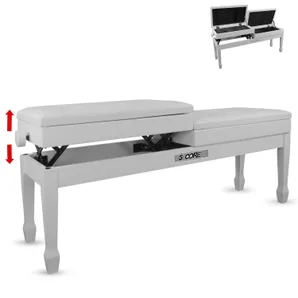 Duet Piano Bench 3.5 Inch Padded Cushioned Stool Wooden Heavy Duty Musician Chair w Storage
