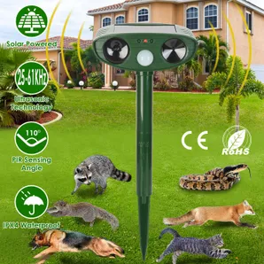 Solar Ultrasonic Animal Repeller PIR Motion Sensor 