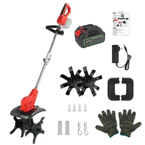 21V Electric Cordless Tiller Cultivator Powered Garden Tiller