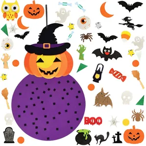2.8FT Halloween Felt Pumpkin Witch 51Pcs Felt Pumpkin