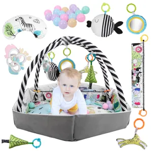 4 In 1 Baby Gym Play Mat Ball Pit Baby Lounger Safety Fence Tummy Time Mat