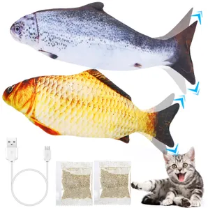 2Pcs Electric Moving Fish Cat Toy