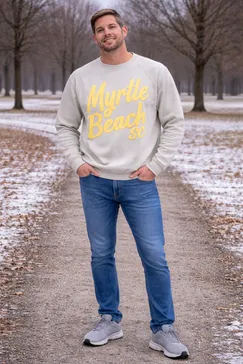 Basix of America Garment Dye Crew Neck Pullover Sweatshirt