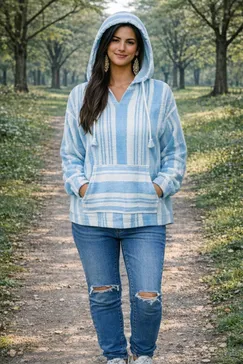 Basix of America Striped Baja Pullover Hoodie