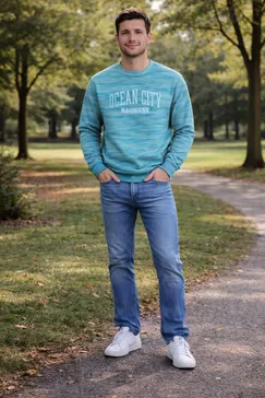 UPF+ Crew Neck Space Dye Fabrics Pull-on Sweatshirt