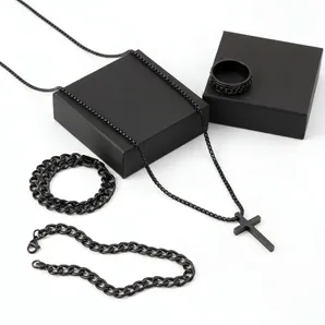 Mens Cross Jewelry Set