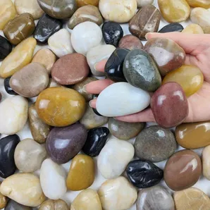 Mixed Color Polished River Rocks, 1.6‑2.4 Inch Natural Decorative Pebbles for Landscaping, Garden, Pot Toppers, Aquarium & Vase Fillers