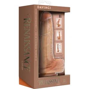 RENAISSANCE DAVINCI 8 IN SLIDING FORESKIN DILDO TAN 
